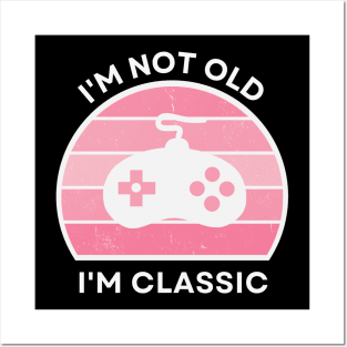 I'm not old, I'm Classic | Game Controller | Retro Hardware | Vintage Sunset | Gamer girl, '80s '90s Video Gaming Posters and Art